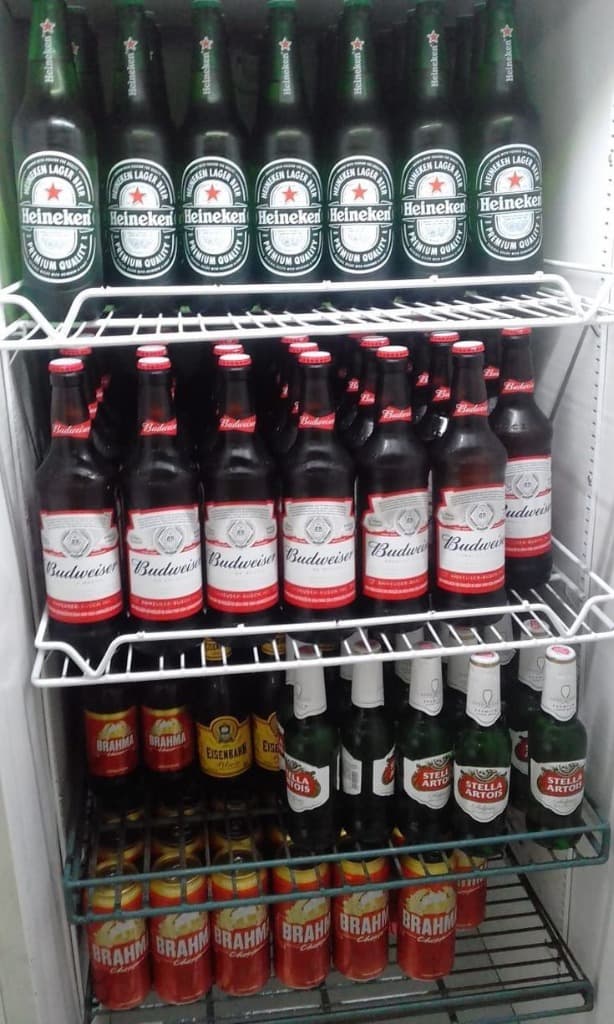 Bottled beer in fridge