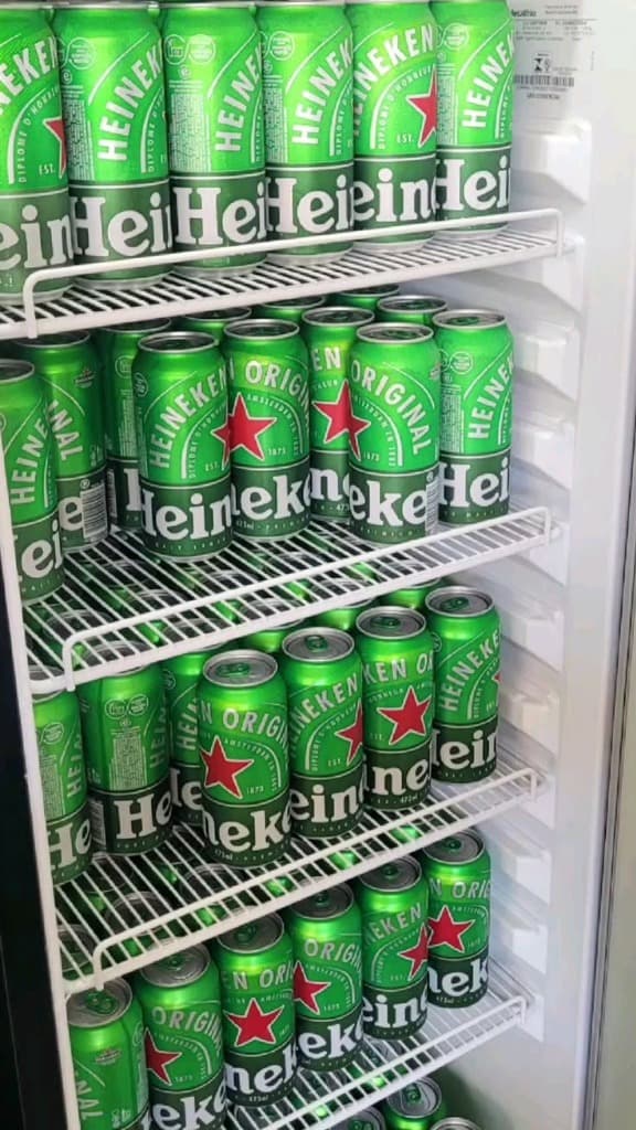 Heineken cans in fridge